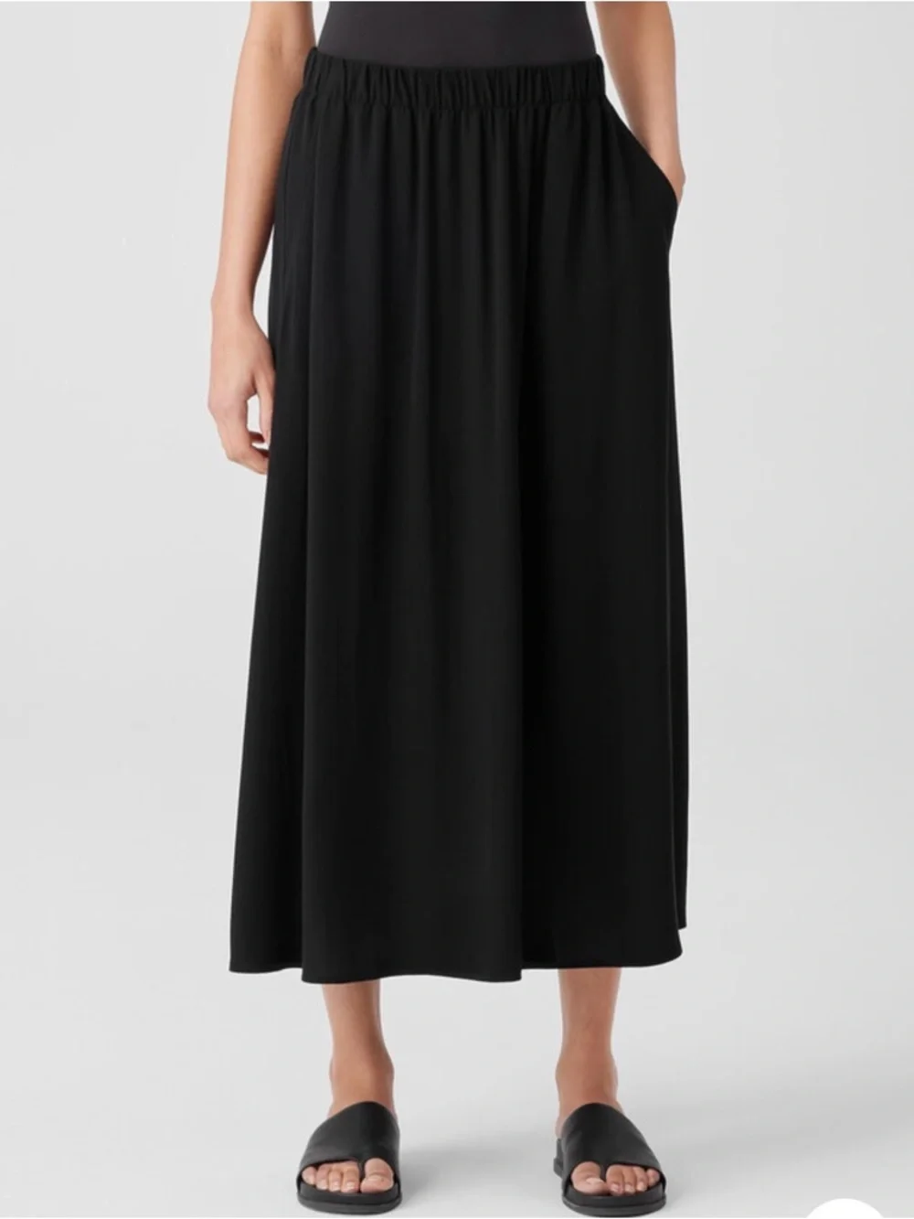 Eileen Fisher Silk Georgette Crepe Pocket Skirt Blue Bluette Medium w/ pockets